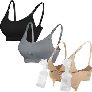 4HOW 3-Pack Hands Free Nursing Maternity Pumping Bras Size Large